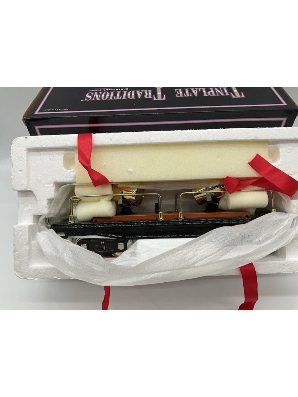 MTH Train Box Car Standard Gauge 200 Series 220 Searchlight Car Black w/ Brass